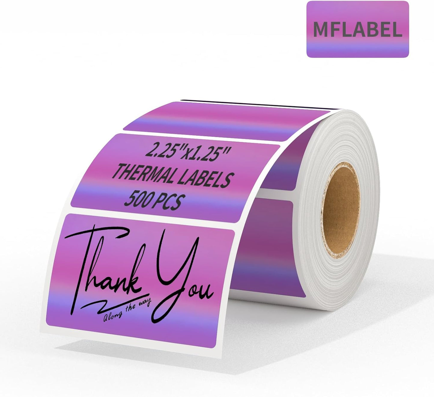 MFLABEL 2.25" x 1.25" Holographic Purple Thermal Labels, 500pcs Waterproof Self-Adhesive Printable Stickers for Thermal Printers, Small Business Logo, Barcode, Packaging