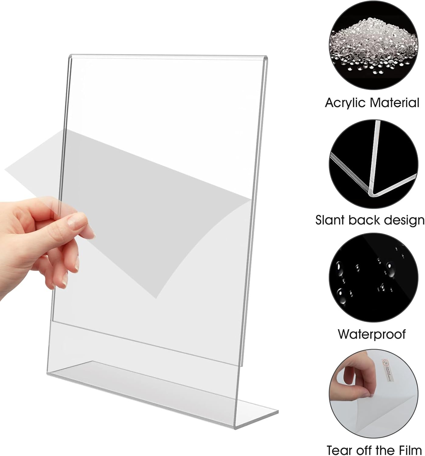 Acrylic Sign Stand Holder - 8.5x11 Inches Plastic Acrylic Literature Holders, 12 Pack Sign Holders Suit for Flyer, Magazine, Pamphlet, Booklet Display