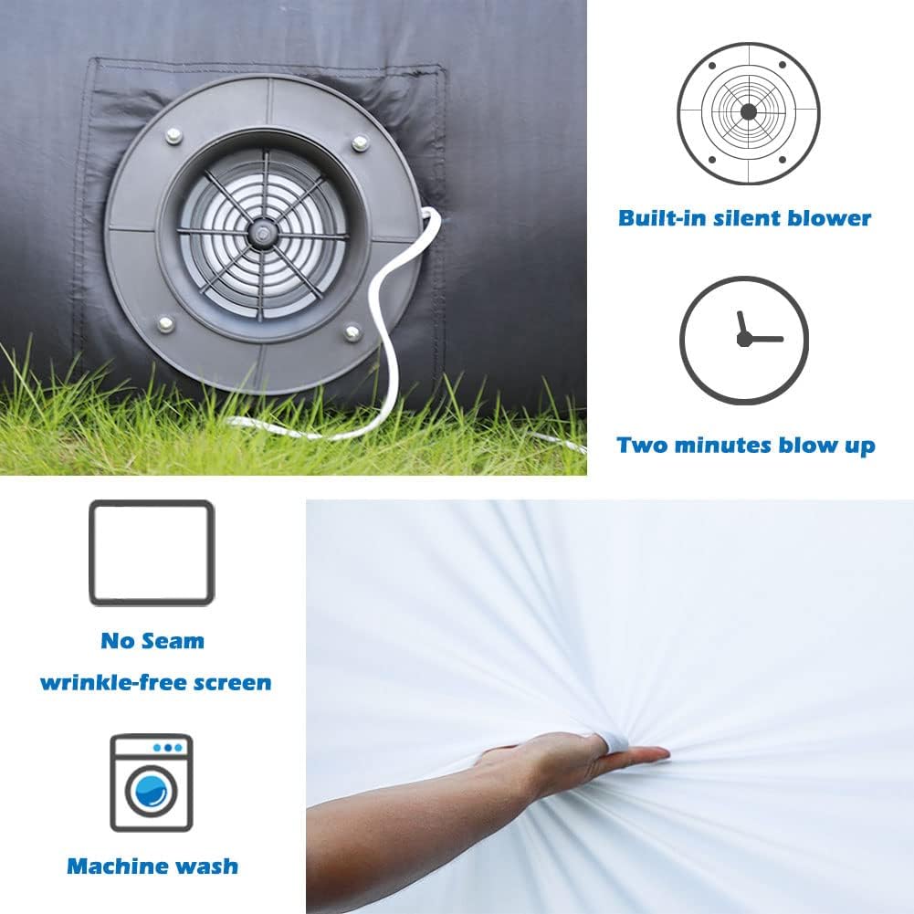 18ft Outdoor Movie Screen Inflatable, Front and Rear Projection Screen with Built-in Blower, Backyard Movie Party Pool Lawn Event, Ground pegs, Rope, Tote Bag