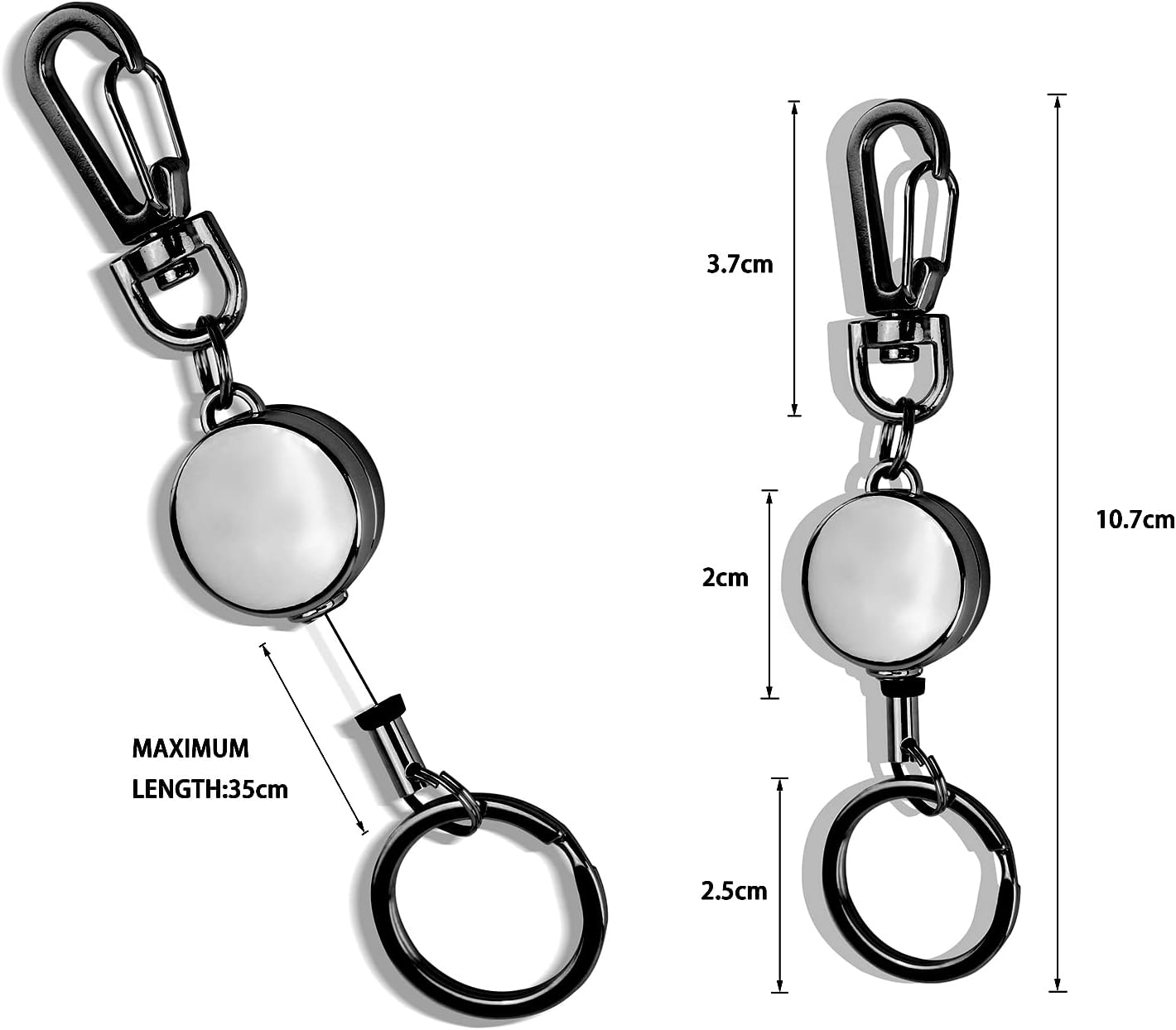 bolimoss 3 Pack Retractable Keychain, Retractable Badge Holder, Badge Reel for Id Card Holders, Id Card Holder （Black）