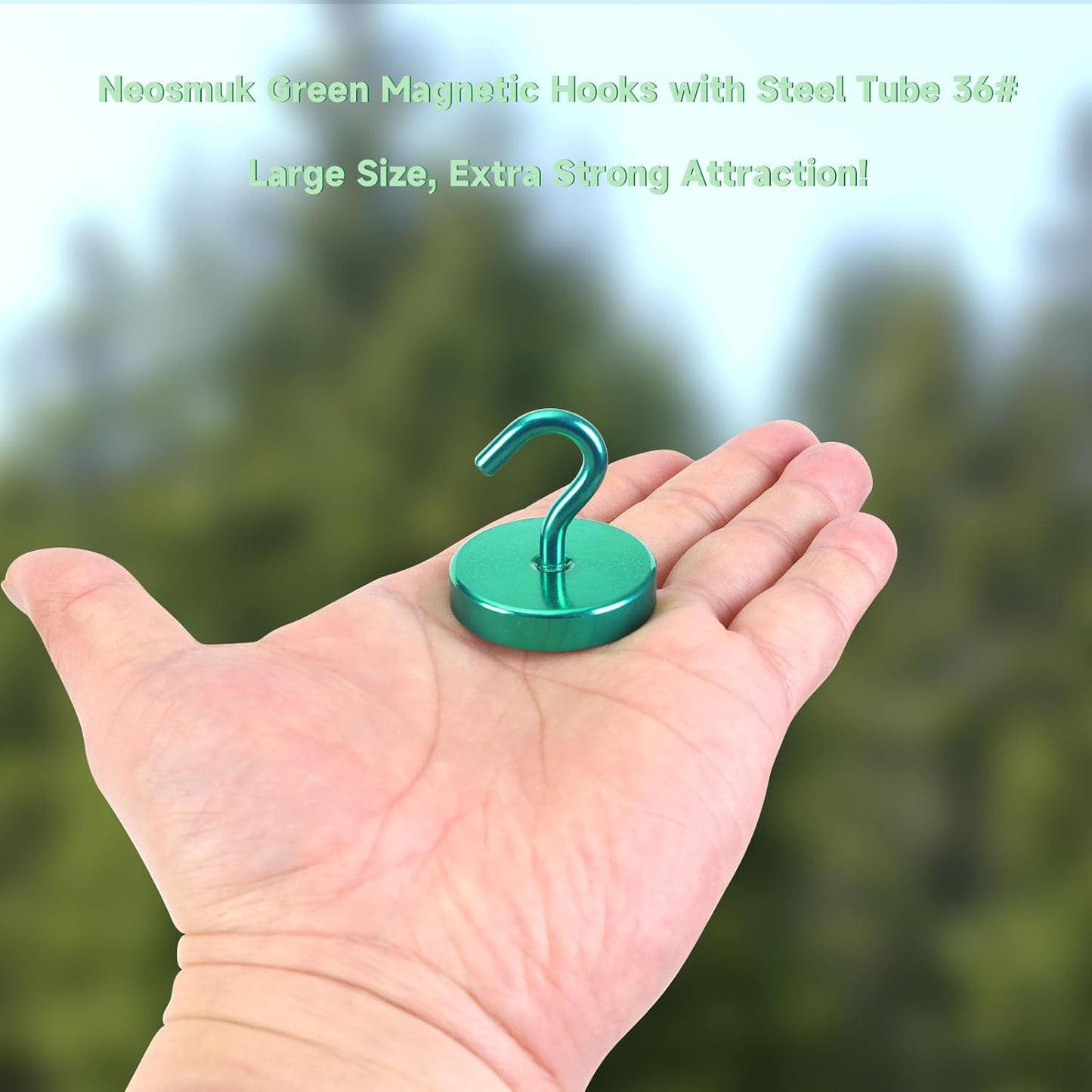 Neosmuk Magnetic Hooks, Heavy Duty 170lb Strong Magnets for Cruise Cabins, Ship Essentials, Large Metal Hooks for Hanging on Fridge(Green,Pack of 4)