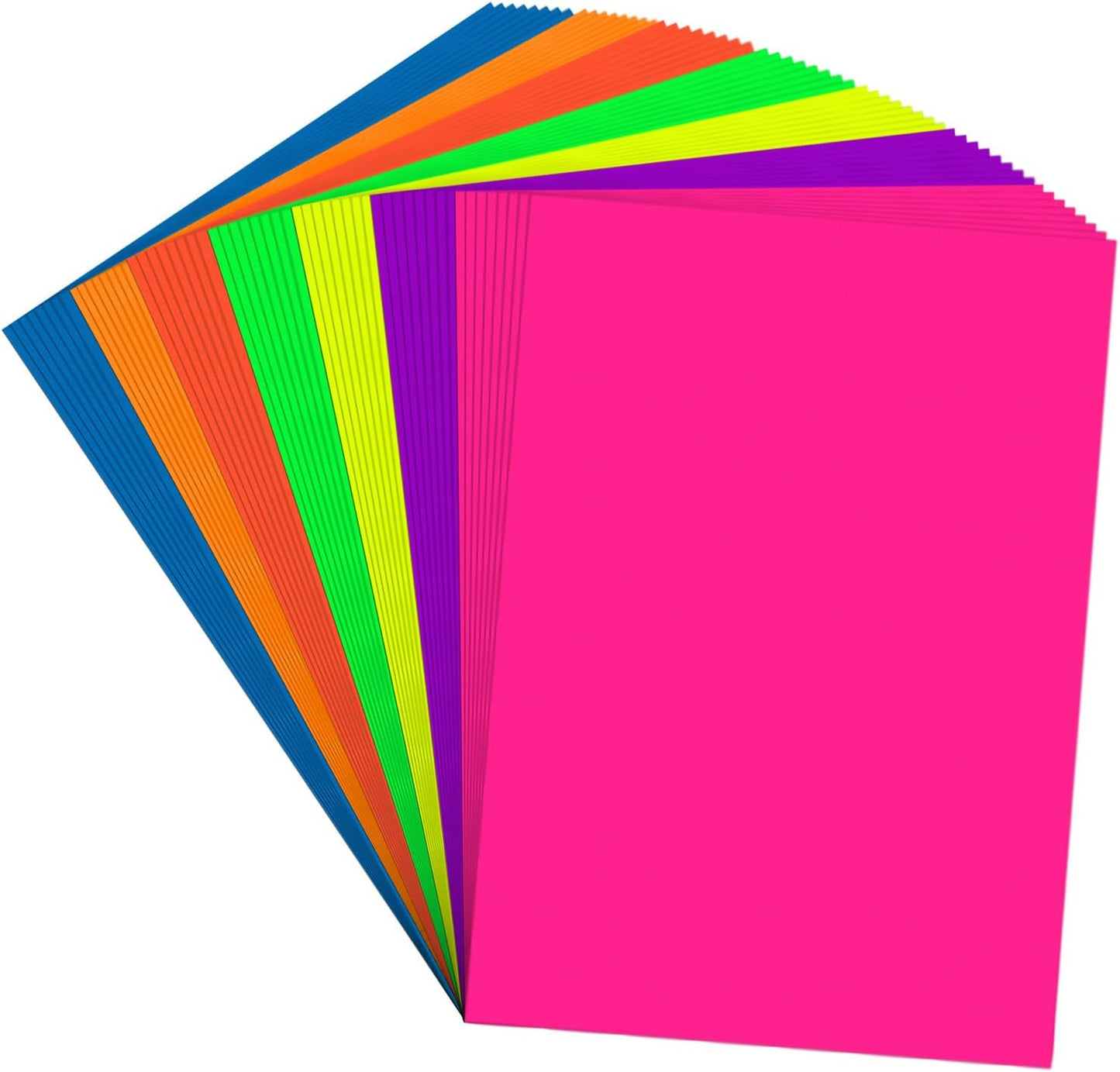 Colored Cardstock 8.5 in x 11 in,56 Sheet Fluorescent Neon Index Paper 250 GSM/90 LB HeavyWeight Card Stock Set of 7 Colors for Cutting DIY Art Craft