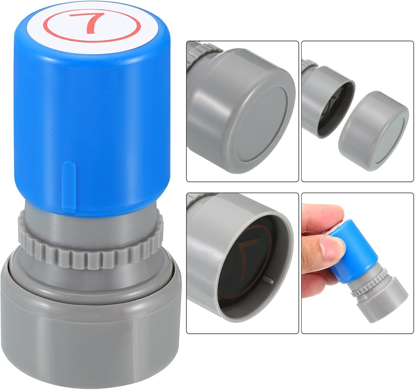 PATIKIL Number Stamps Self Inking, Numeral 7 Number Stamp Teacher Stamp Initial Stamp Ink Stamp for Class Notebook Scrapbooking DIY Craft Style 2, Red Ink