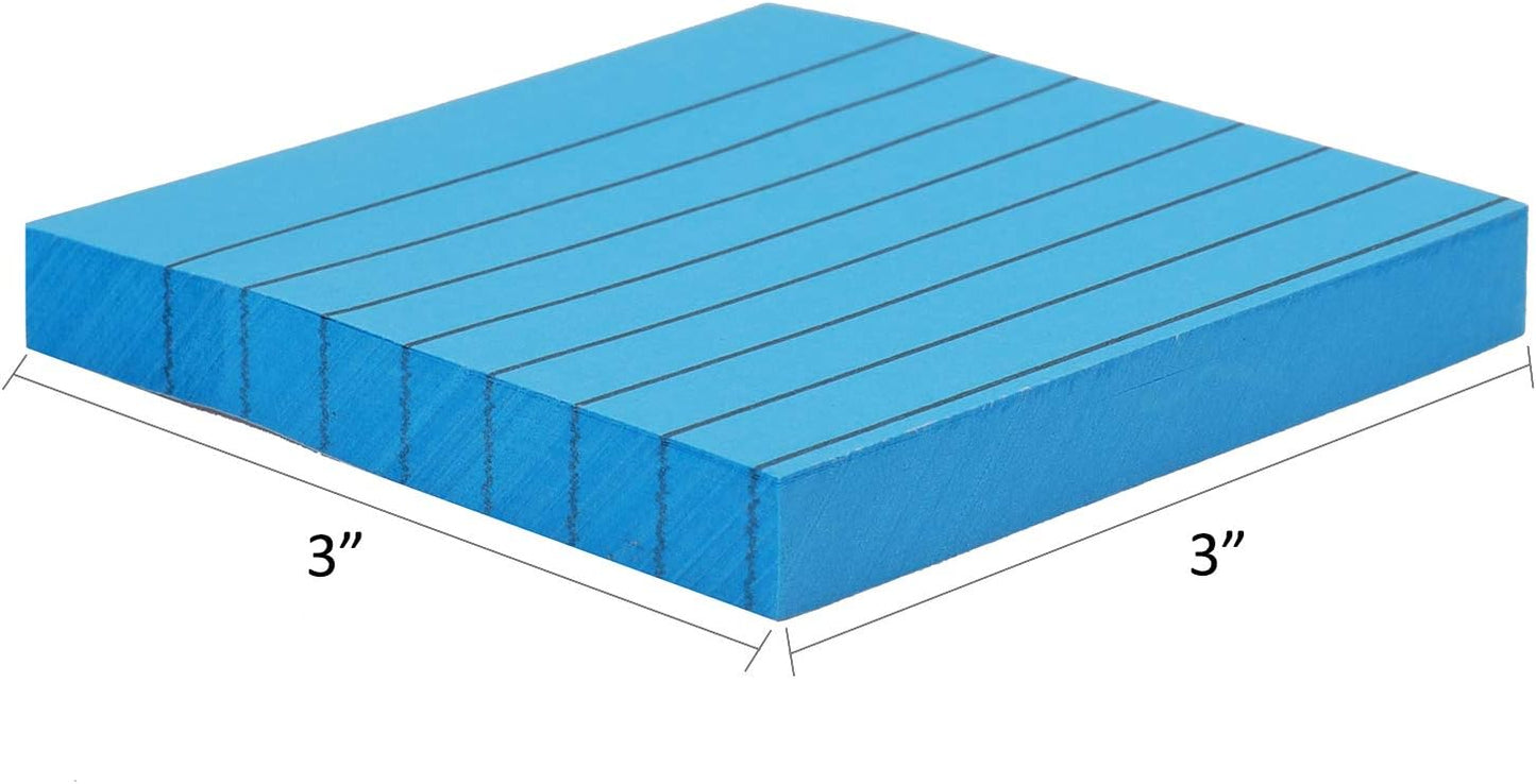 Nicunom 30 Pack Lined Sticky Notes 3x3 in, 3000 Sheets Bright Ruled Post Stickies Colorful Sticky Note Pads Super Sticking Power Memo Pads for Office Home School, 100 Sheets/Pad