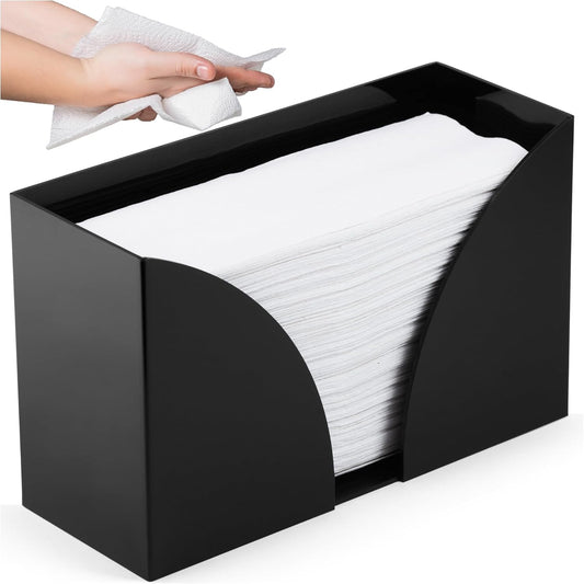 Acrylic Countertop Paper Towel Holder Dispenser - 1-Pack, Black, Rectangular - Napkin Holder & Rectangle Tissue Box Cover - Bathroom Accessories, Organizers & Storage