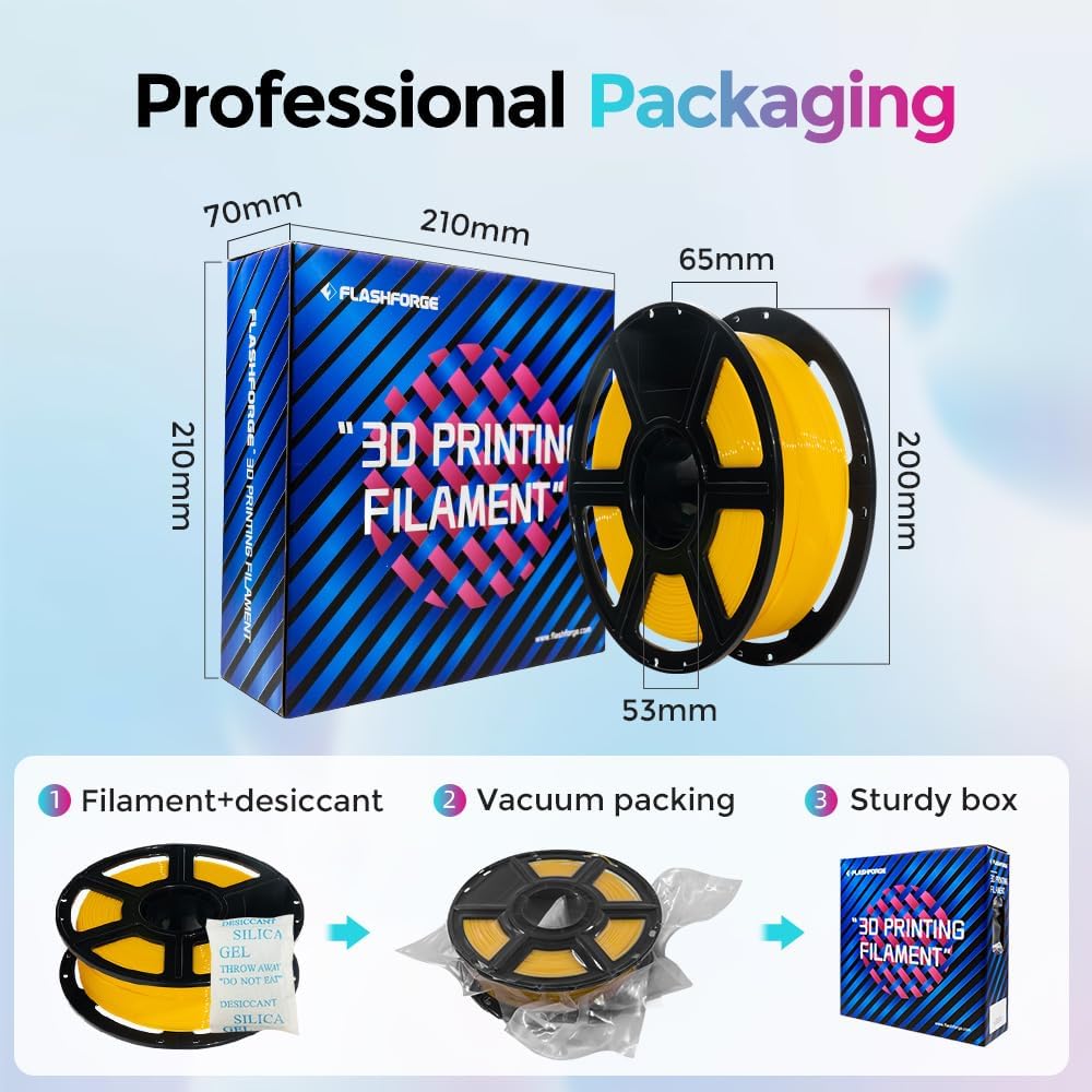 FLASHFORGE Rapid PLA Filament 1.75mm, High Flow Speedy 3D Printer Filament, Experience Exceptional Performance with 500mm/s High-Speed Printing, Neatly Wound & Top-Notch Filament (Yellow)