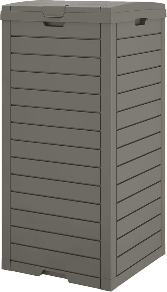 Outdoor Trash Can, 31 Gallon Garbage Can with Tiered Lid and Drip Tray, Waterproof Resin Patio Waste Bin for Garden, Backyard, Deck