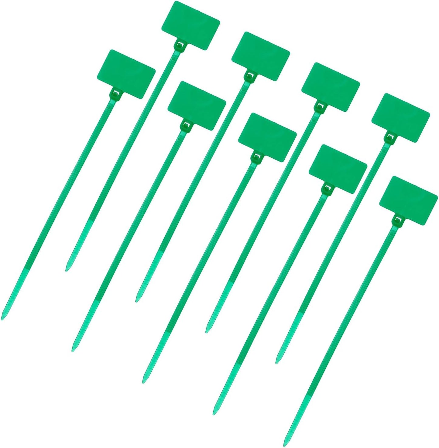 uxcell 100 Pcs Cable Label Marker Tags, Nylon Cable Zip Tie Tags 8.7 Inch Writable Self-Locking Wire Labels Zip Ties for Organization Marking, Green