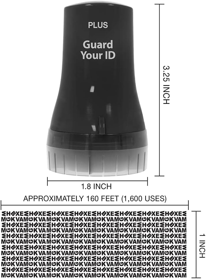 Wide Advanced Confidentiality Roller Stamp by Guard Your ID for Personal Information Concealment, As Seen on TV (3-Pack, Black)