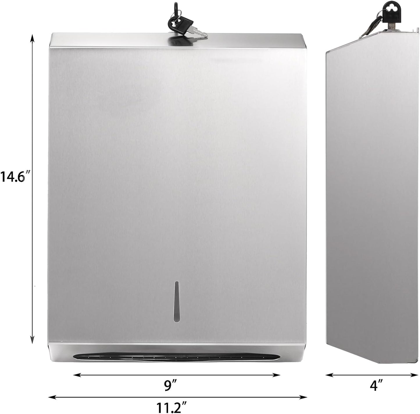 Suwimut Paper Towel Dispenser Wall Mount, Commercial Stainless Steel Hand Towel Dispenser Holds Multifold, Trifold, C Fold, Touchless Hand Towels Dispenser with Lock for Restroom, Bathroom, Kitchen