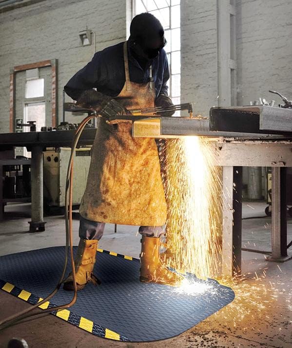 American Floor Mats Hog Heaven Premium 7/8" Black & Black Border 3' x 5' Nitrile Backed Anti-Fatigue Comfort Mat