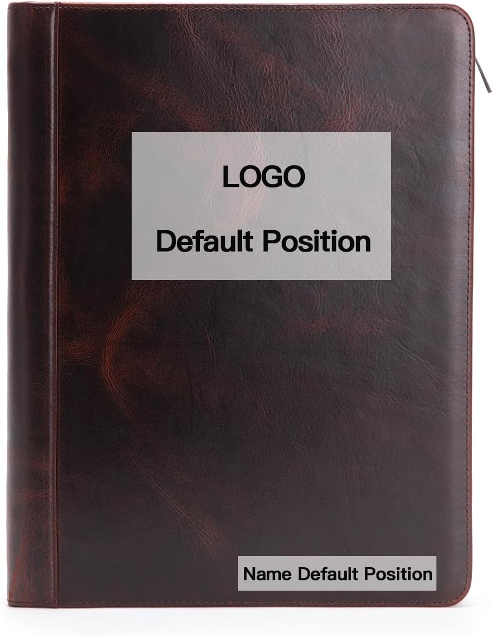 Personalized Genuine Leather Portfolio for Women and Men, Custom Engraved 8.5 x 11 Legal Padfolio, Zippered Notebook Laptop Organizer, Business Executive Folio for Work, Dark Brown, Oil Tanned