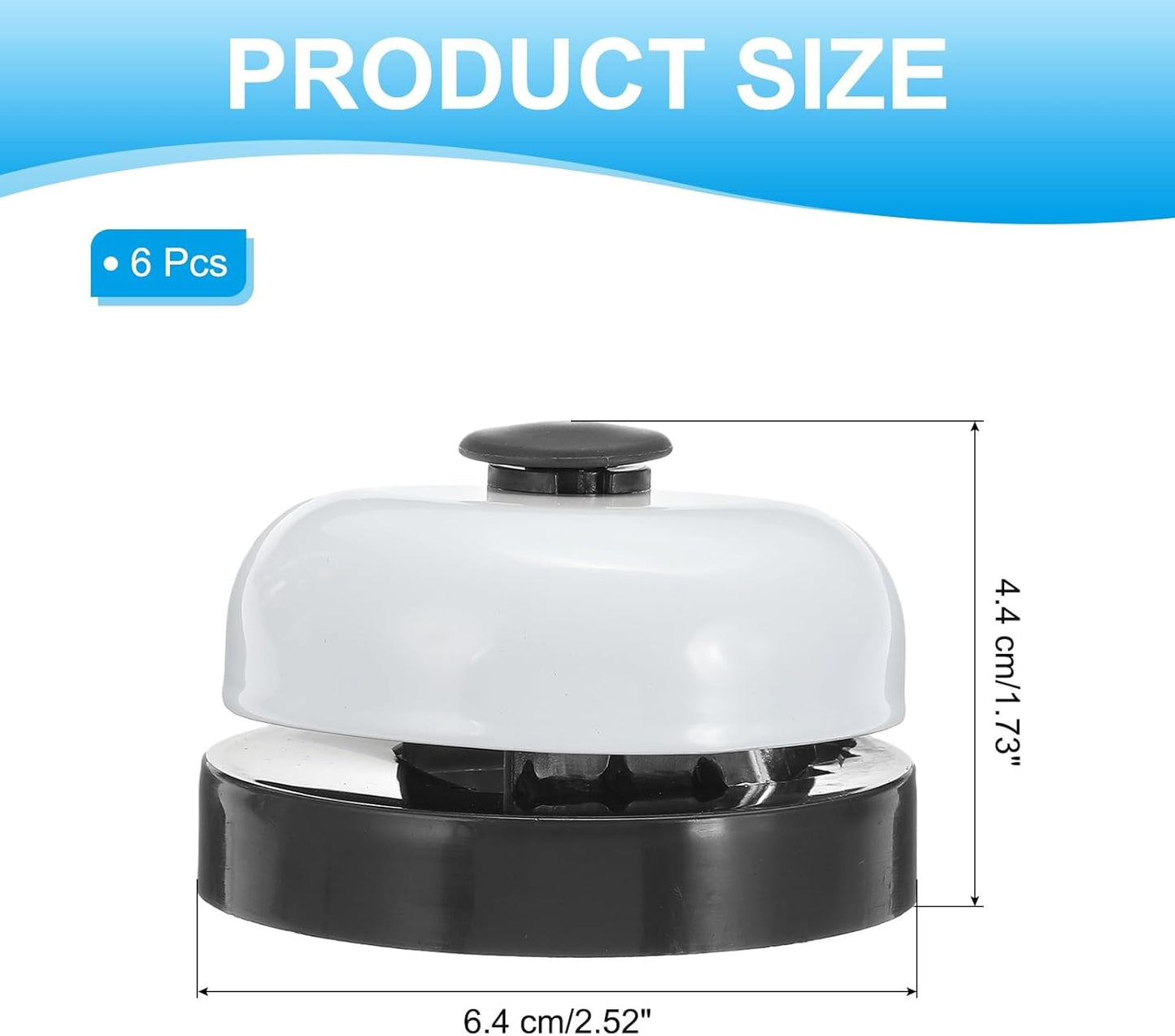 PATIKIL 6 Pcs Desk Call Bell 2.5" Dia with Metal Anti-Rust Construction Black/White