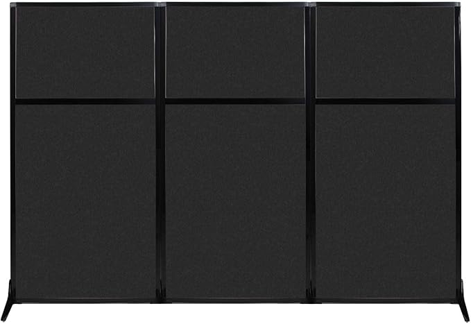 Versare Office Workstation Screen | Portable Wall Divider | Modern Cubicle | Freestanding Privacy Screen | Flexible Work Space | 3 Panels | 99" Wide x 70" Tall Black SoundSorb Panels