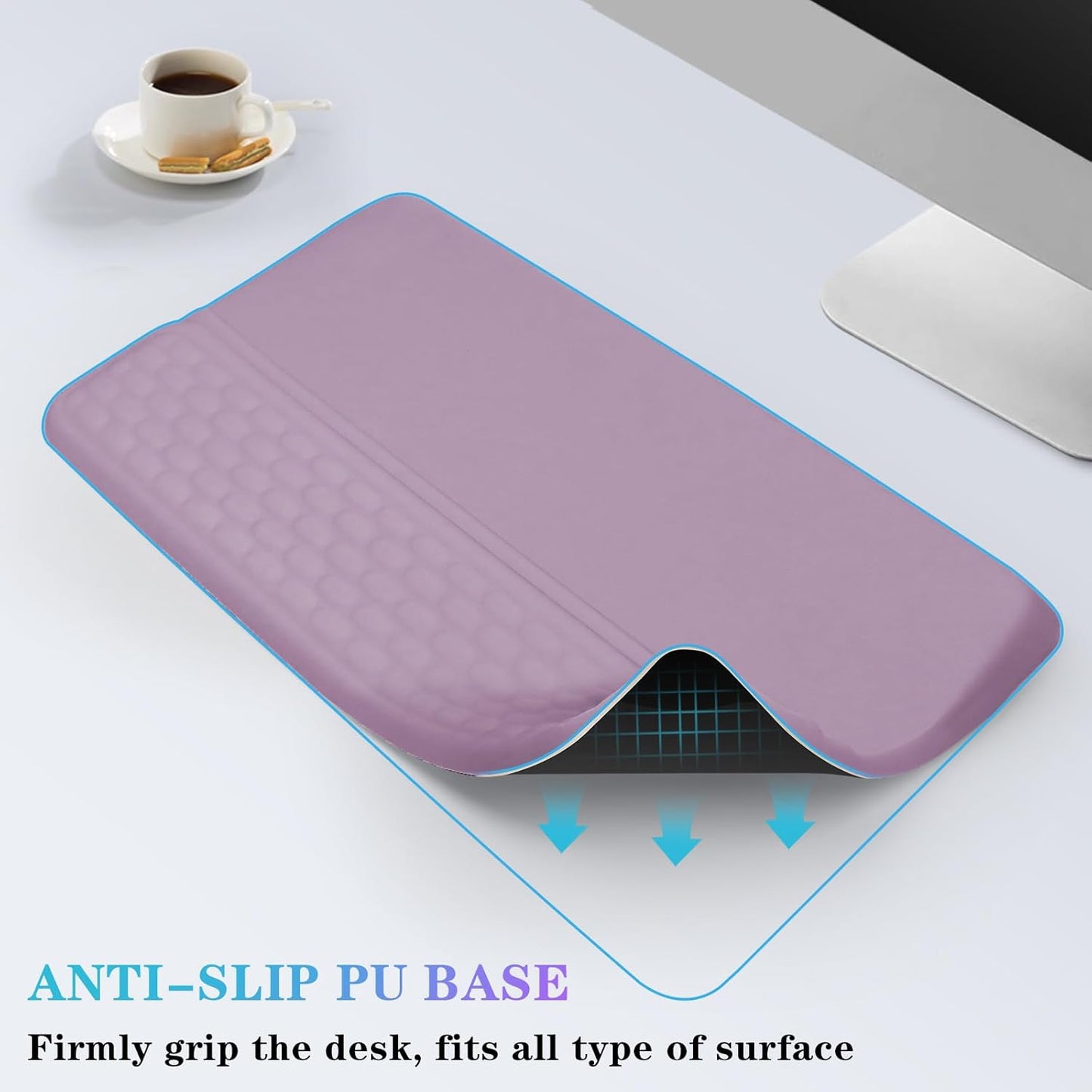 Computer Keyboard Stand with Wrist Rest, Ergonomic Tilted Keyboard Holder - Keyboard Riser with Wrist Pad - Keyboard Tray Support for Office Home - Purple