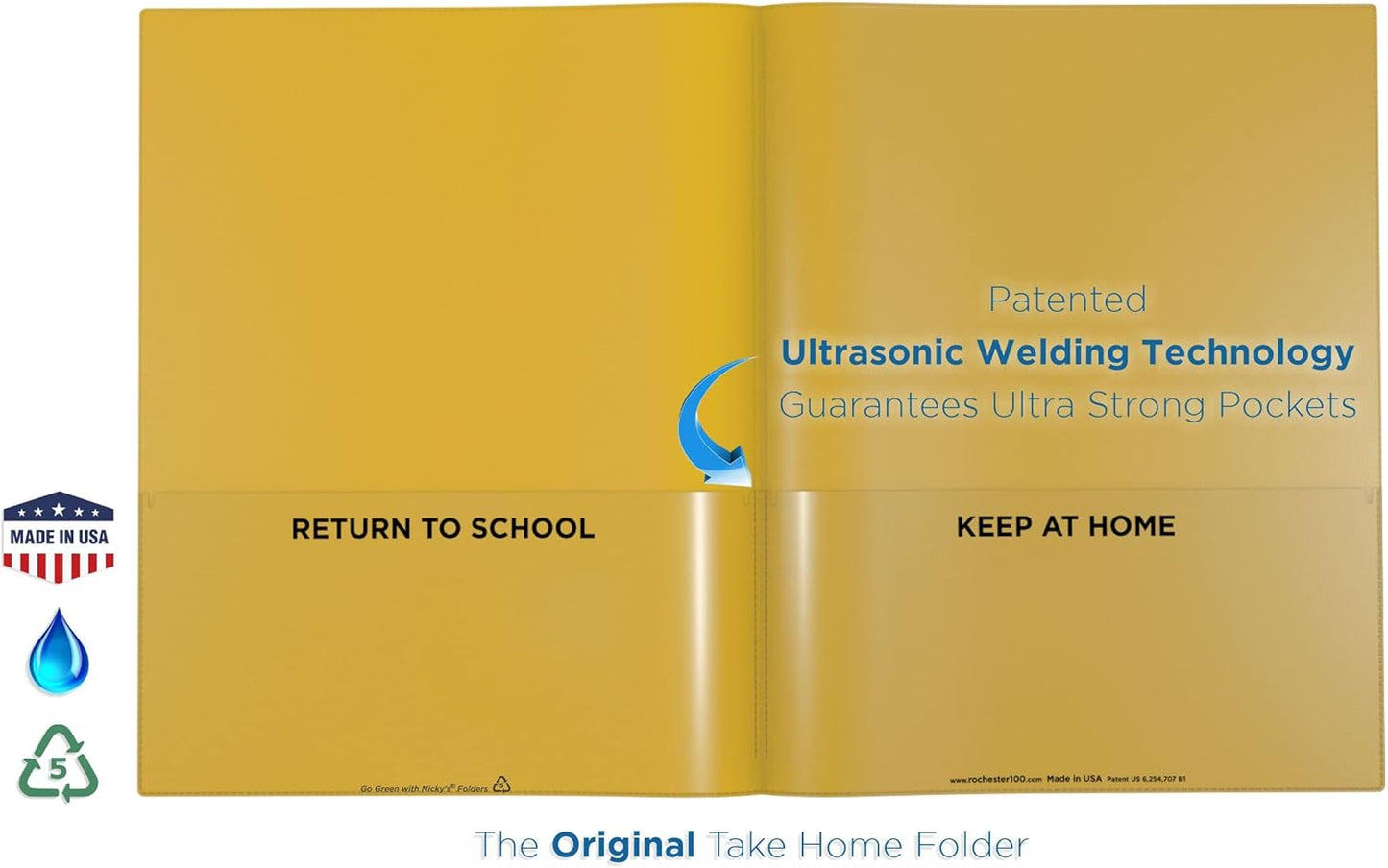 Nicky's Folder® English Communicator, Parent-Teacher Folder, Patented Tear-Resistant, Flexible Plastic, 2 Inside Pockets, 2 Exterior Sleeves, Letter Size Paper, Single Color (24 Pack) (Green)