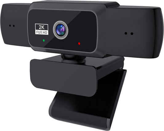 Hprosper 2K/5M Webcam with PC/Laptop/Mac, Computer Camera with Low-Light Correction/Beauty, AI Noise-Canceling Microphone, Adjustable Field of View, Built-in Privacy Shutter, Ideal for Meetings
