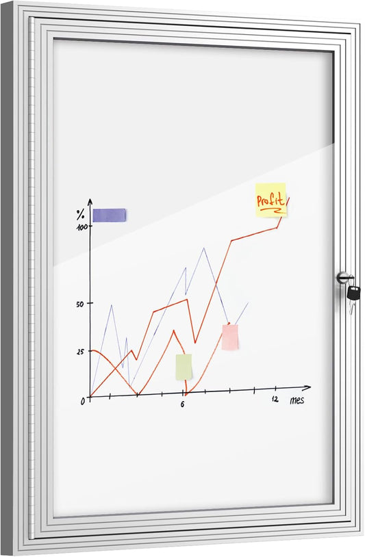 36"x24" Enclosed Bulletin Board, Outdoor Lockable Weather-Resistant Aluminum Noticeboard for School & Office, Silver Frame w/Magnetic Board