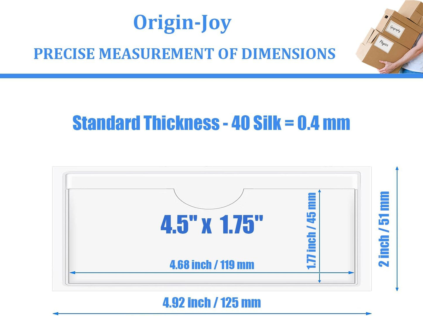 Origin-Joy 35 PCS Self Adhesive Index Card Pockets with Top Open, Clear Plastic Label Holder for Cards of Note, Library and Business, Adhesive Label Pockets & Card Holder (4.5 x 1.75 inch)