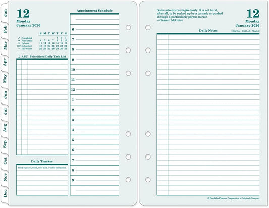 FranklinCovey - Original Two Page Per Day Ring-Bound Planner (Compact, Jan 2026 - Dec 2026)