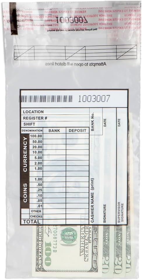 BankSupplies Cash Transmittal Bags | Tamper Evident | 5W x 9H | Case of 1000 | Clear Polyurethane Film & Side Weld Seams | Audit Friendly | for Currency, Coin, Checks & Receipts