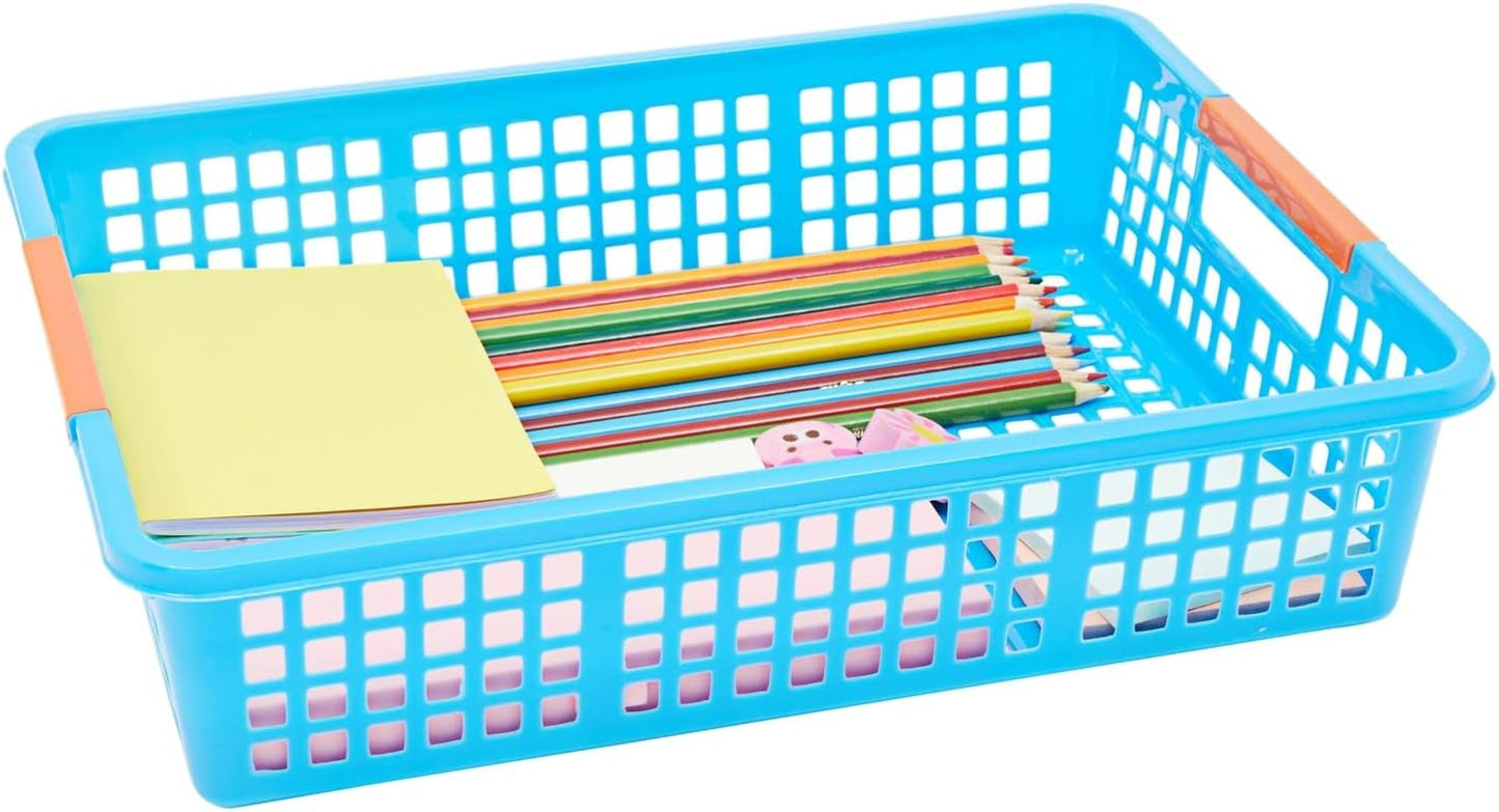 Bright Creations 6 Pack Plastic Turn In Paper Trays for Classroom, Colorful Storage Bin Basket Organizers for School Supplies, 6 Colors (10 x 13.5 In)