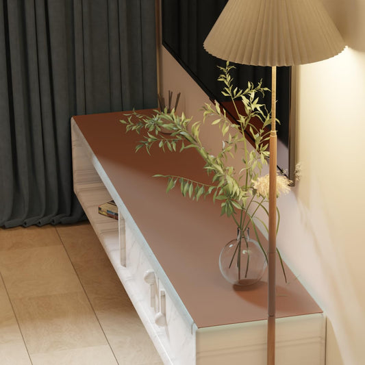 Leather Table Cover,1.8mm Thick,12x44 Inch Table Protector,Glass Table Protector,Table Sticker Cover,Desk Covers On Top of Desks.(Brown+Gray,12x44)