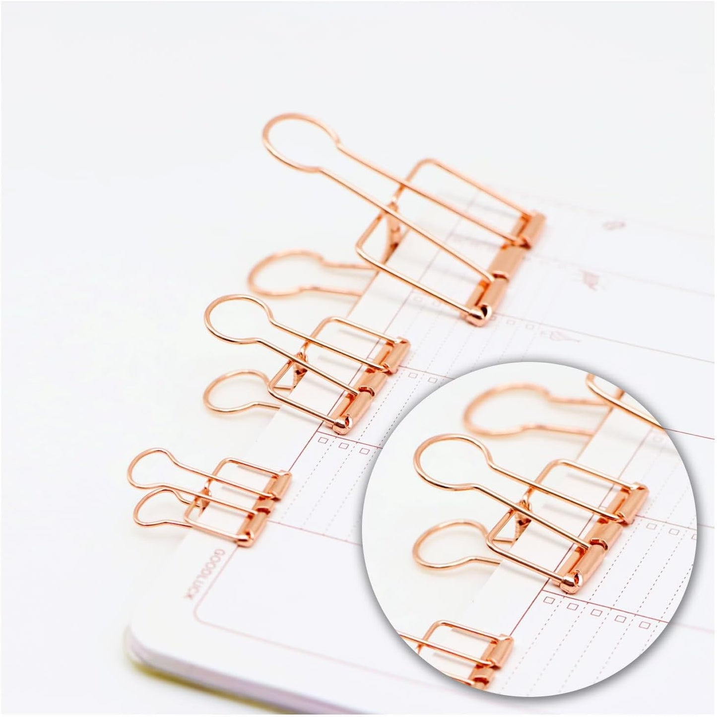 Gold Binder Clips Set, 2 Inch Wire Clips for Paper and Office Organization, Large Binder Clips,6 Pack