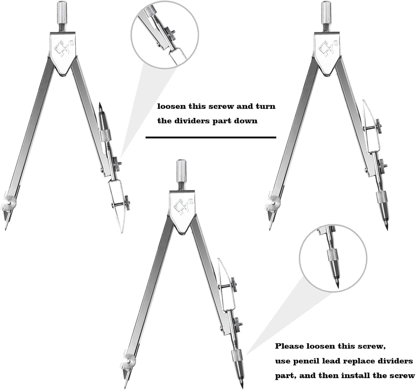 Students Geometry Math Set, Drawing Compass and 6 Inch Transparent Swing arm Protractor 180 Degree Math Protractor (Green)