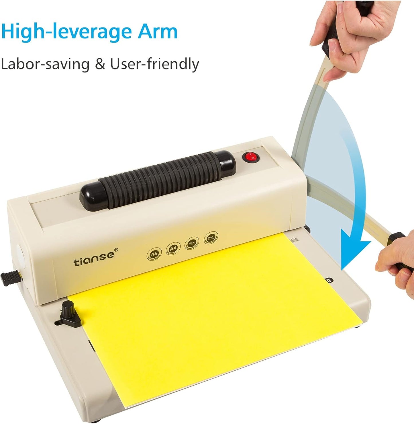 TIANSE Binding Machine, Spiral Coil Binder Machine, Electric Coil Inserter, 15 Sheets Punch Capacity, Suit for Letter Size / A4 / A5 Book Maker, with 100pcs 5/16'' Plastic Coil Binding Spines & Plier