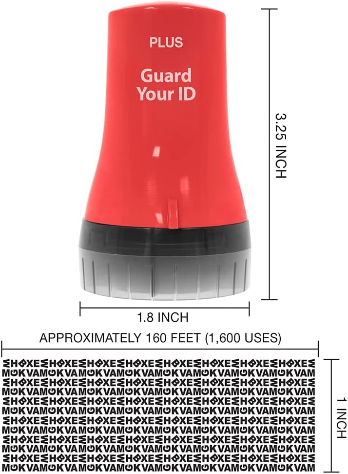 Wide Advanced Roller Stamp by Guard Your ID for Identity Theft Protection, As Seen on TV (3-Pack, Mixed Colors: Turquoise, Black, Red)