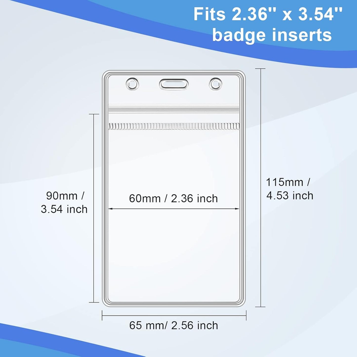 Marspark 300 Pieces Clear Plastic Name Badge ID Card Holders Vertical Name Badge ID Card Holders with Waterproof Resealable Zip Transparent PVC Sleeve Cover for Office School