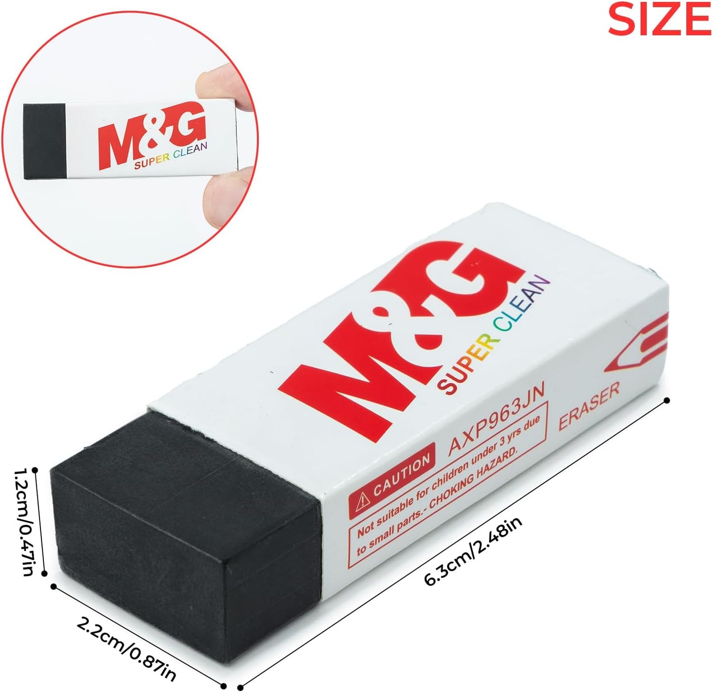 M&G Pencil Eraser for Kids, 20 Pack, Black Erasers Bulk, Erasers for Artists, Drawing Erasers for Sketching, Large Eraser, Pencil Erasers, Art Erasers for Drawing, School Erasers Office Supplies