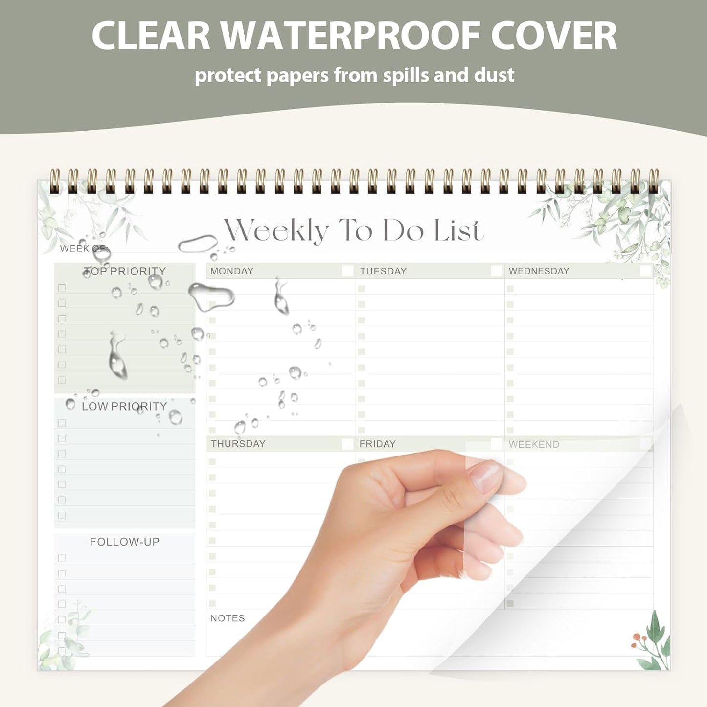 Weekly To Do List Notepad, Undated Planner with 52 Sheets (8.5''x11''), Desk Weekly Planner for Women & Man, Home School & Work