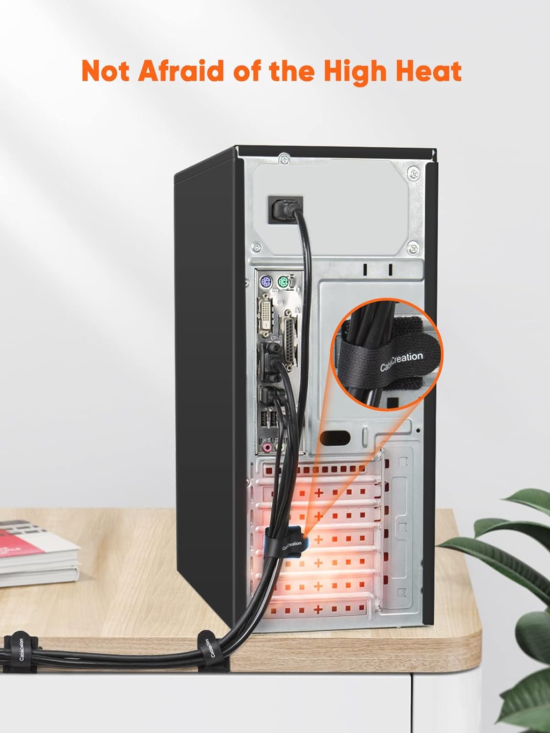 CableCreation Cable Ties, Strong Back-Glue Self Adhesive Cable Straps, Cable Management Straps Hook Loop Cord Organizer Wire Ties for Office/Home/Kitchen/Workshop, Black 5 Pack