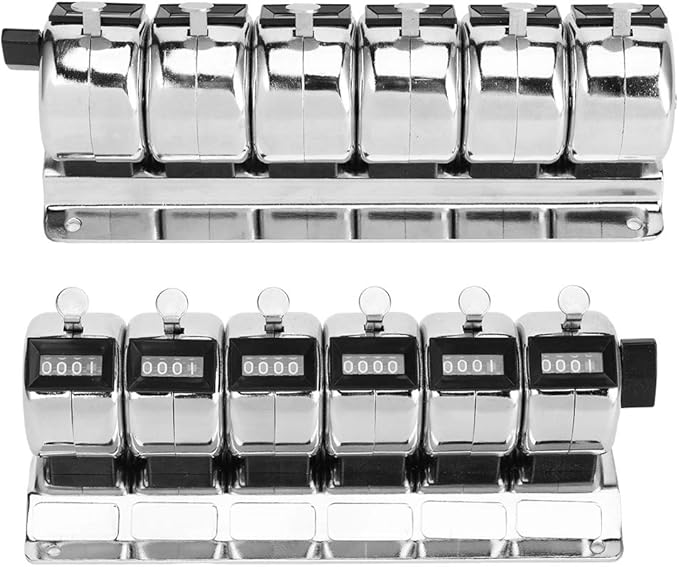 0 to 9999 Manual Tally Counter Metal Mechanical Counter 4Digit Conjoined 6 Units Pitch Click Counter