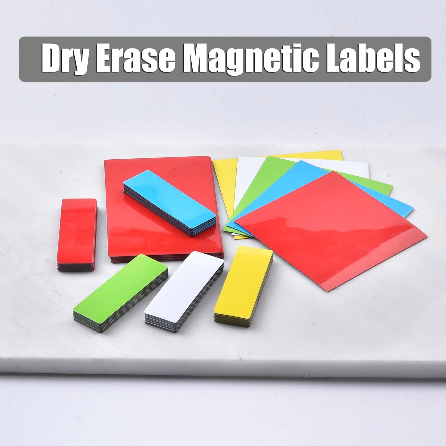 Realth Dry Erase Magnetic Labels Multicolor (2'' × 4'' 40 Pcs), Magnetic Name Tags Reusable for Teachers Students, Reusable Magnet Stickers, Magnet Labels for Whiteboard Classroom Fridge Office
