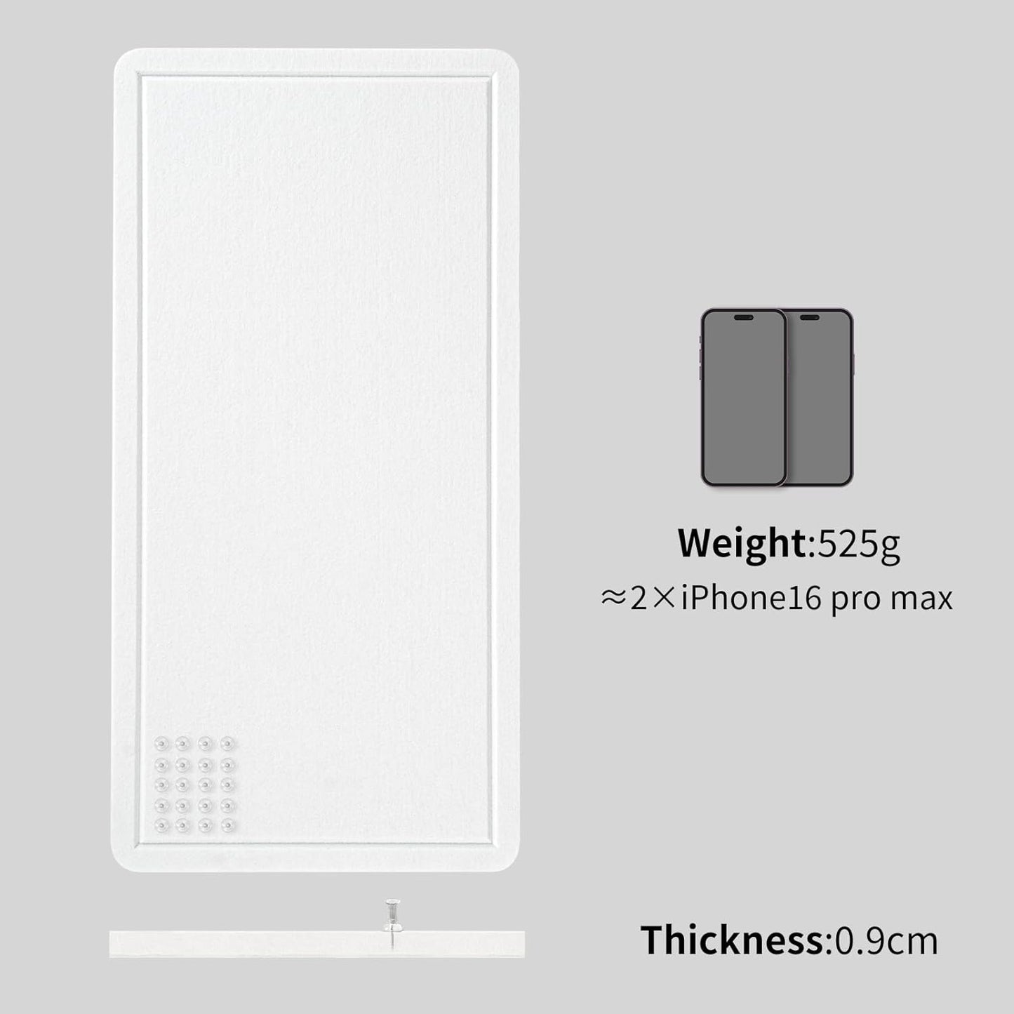 Bulletin Board, 35 x 17 1/2 inches Felt Board - Decorative Pin Board, Cork Board Alternative for Wall, Foldable Picture Board Self-Adhesive Vision Board Prayer Board with 20 Pushpins - White