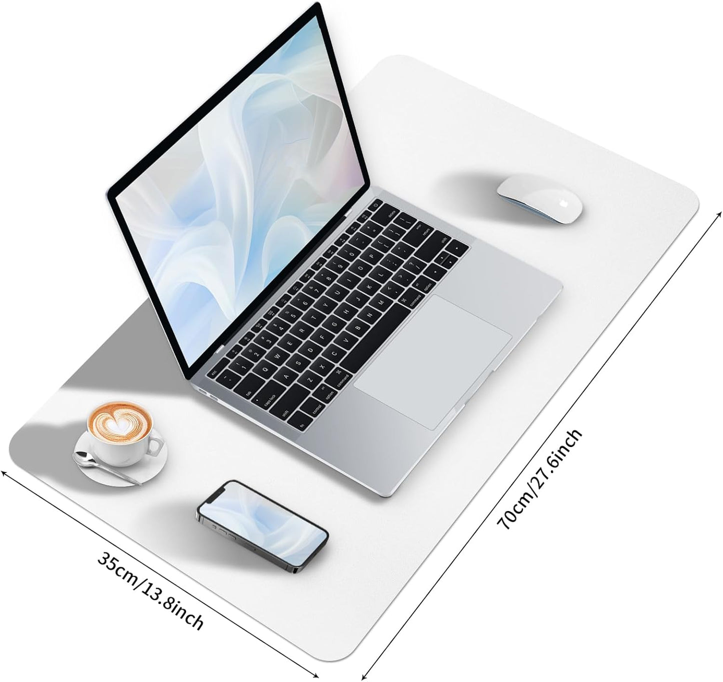 Bloss White Desk Mat, Mouse Pad, Waterproof Leather Desk Pad, Desk Matt for Desktop, Non-Slip Ccomputer Desk Protecor Mat for Office/Home/Decor(27.6 x 13.8 Inches)