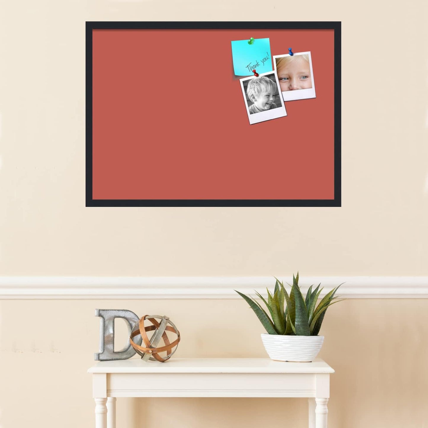 PinPix 34x24 Inch Cork Bulletin Board. This Decorative Framed Pin Board Comes with Crimson Pastel Design and a Satin Black Frame. Ideal for Home Office Decor or Message Board (PinPix-1807)