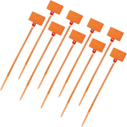 uxcell 100 Pcs Cable Label Marker Tags, Nylon Cable Zip Tie Tags 6.3 Inch Writable Self-Locking Wire Labels Zip Ties for Organization Marking, Orange
