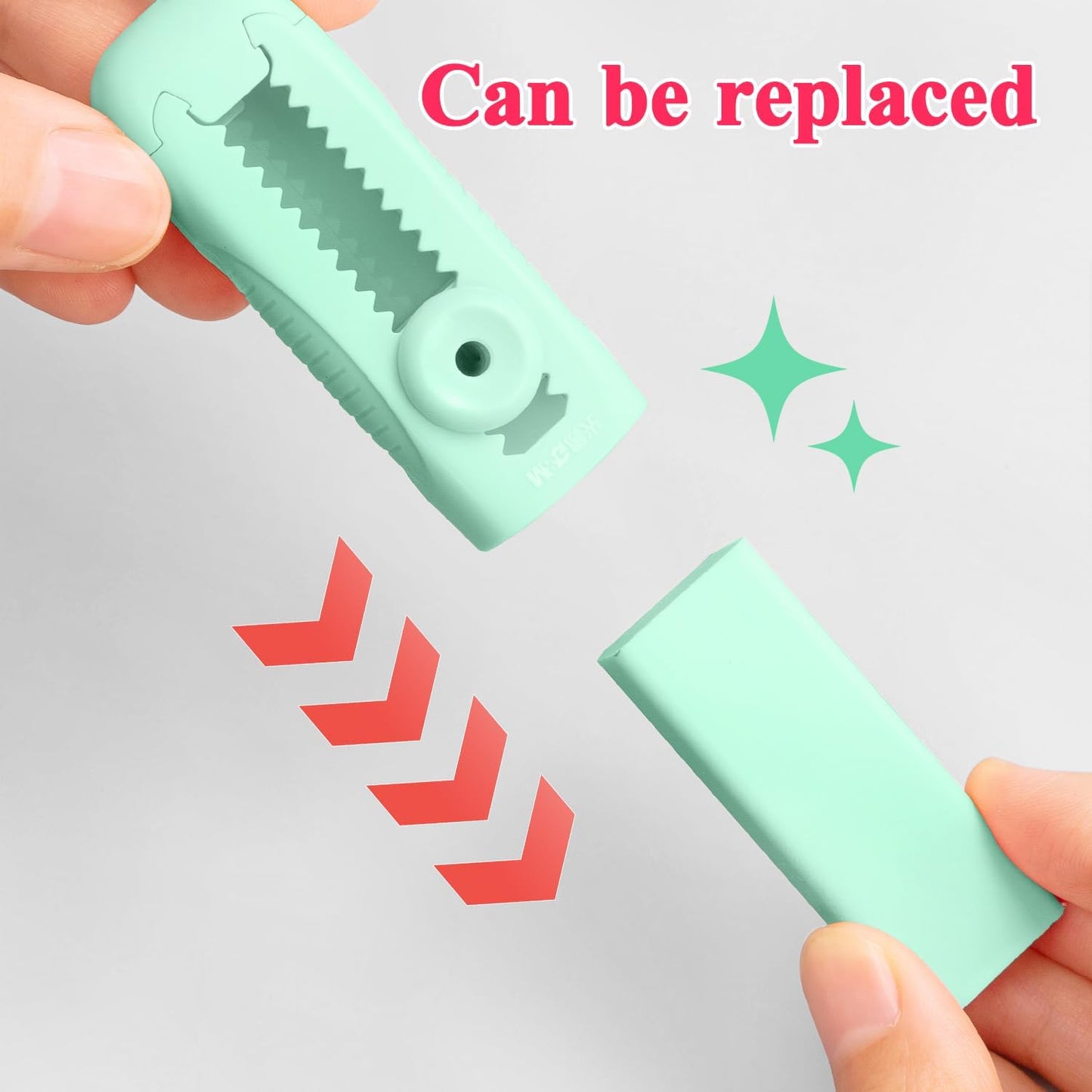 M&G 4+1 Pack Rubber Erasers Sliding Retractable Eraser, Soft Cute Erasers Push Pull Large Pencil Eraser with Plastic Sleeve 4 Refill Eraser for Students Kids, School Office Home Supplies (Green)