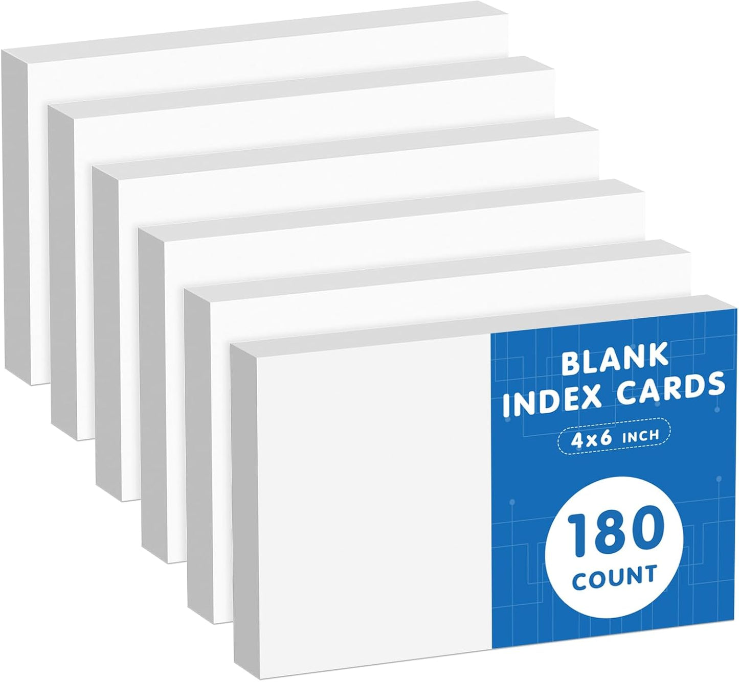 4x6 Note Cards Blank Index Cards, 180 Counts 4 x 6 Index Cards, 4x6 Notecards No Lines for Studying School, Blank on Both Sides, White Note Cards Bulk, 6 Pack of 30 Sheets
