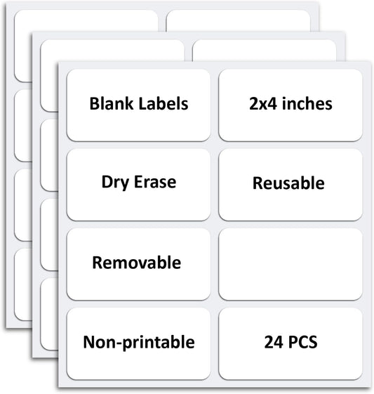SVNOOC Multi-Use Removable Dry Erase Labels Stickers, White, Reusable Sticky Notes (2x4 inches) (2 * 4 inches White)