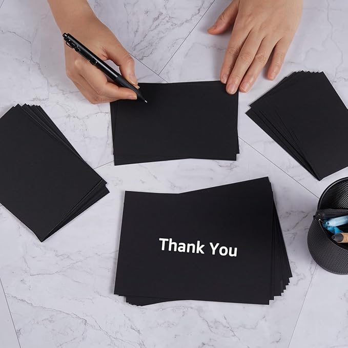 50 Sheets Blank Cardstock Paper 250 GSM Thick Heavy Cards Stock for DIY Art Projects, Card Making, Postcards, Greeting Cards, Birthday Party, Wedding Invitation (Black, 4x6 inches)