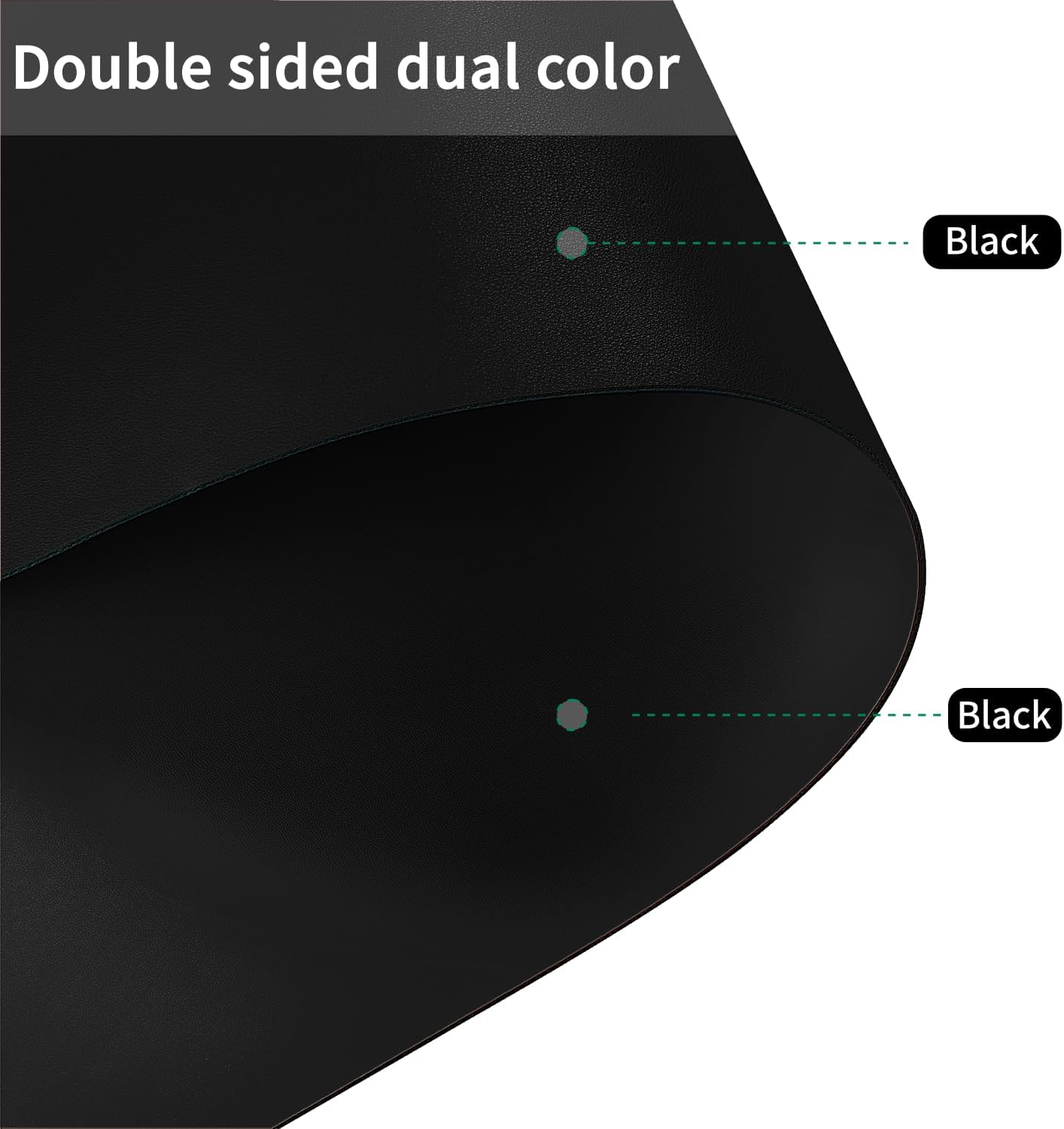 Leather Desk Mat,1.8mm Thick,12x60 Inch Desk Cover,Desk Protector Mat,Dresser Cover Top,Vanity Protector Mat,Vanity Cover,Vanity Cover Top Protector,Black Table Protector(Black+Black,12×60)