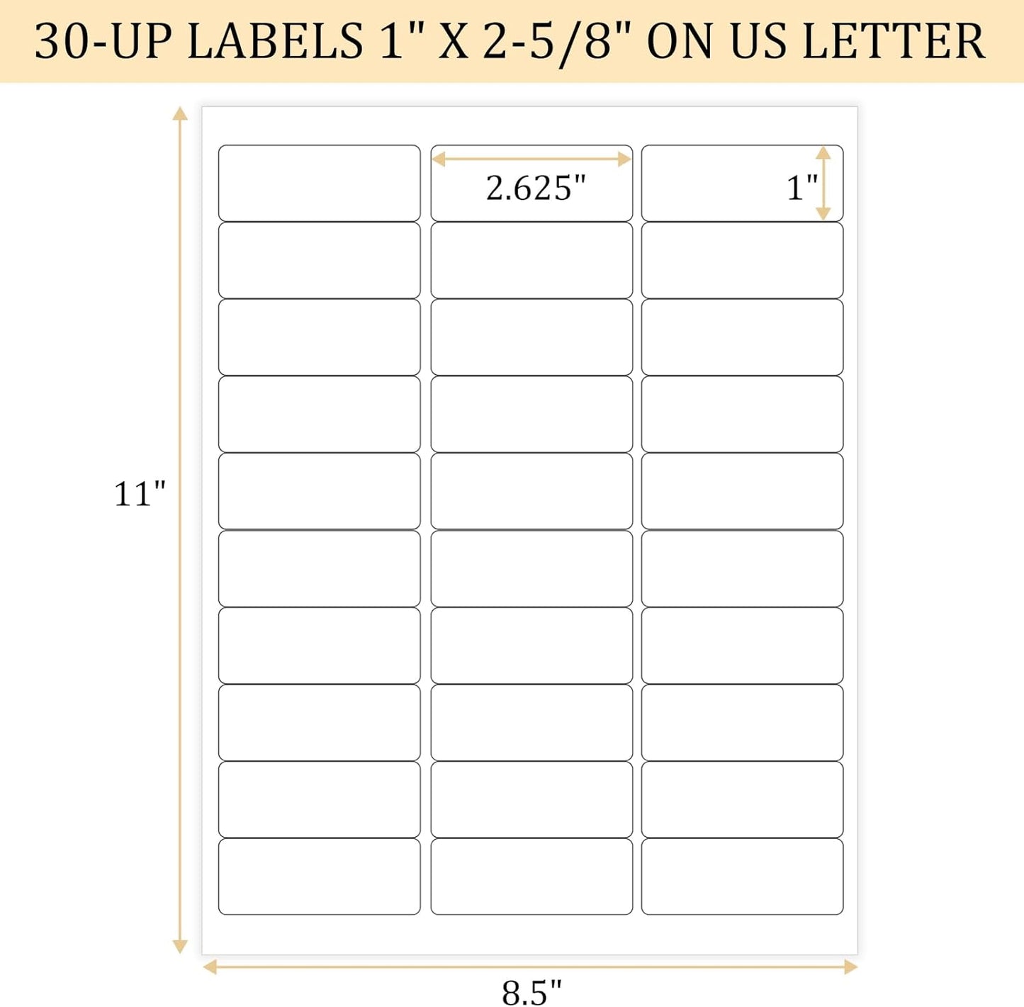 FungLam 1" x 2-5/8" Shipping Address Labels 900 Label Stickers Paper for Laser/Inkjet Printer 30 per Page Printable Mailing Labels (30 Sheets, 900 Labels)