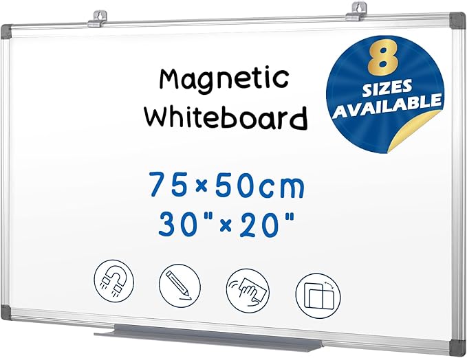SWANCROWN Magnetic White Board 30 x 20 Inches Dry Erase Board, Hanging Whiteboards for Door, Office, Home, Dorm- Teachers/Students/Family
