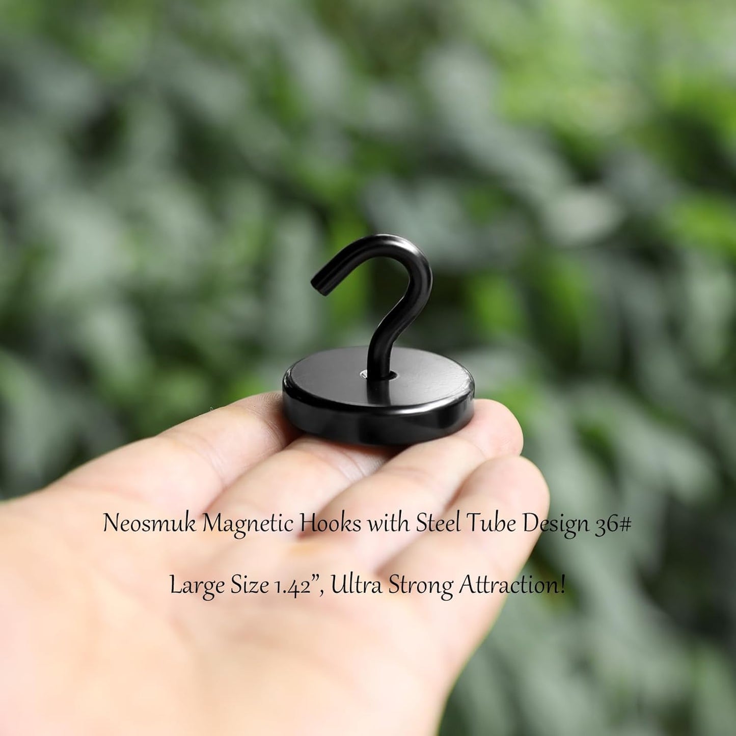 Neosmuk Magnetic Hooks, Heavy Duty 170lb Strong Magnets for Cruise Cabins, Ship Essentials, Large Metal Hooks for Hanging on Fridge(Silver,Pack of 4)