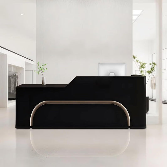 Reception Desk with Counter Modern Front Office Desk Large Reception Room Tables Checkout Counter Reception Table for Retail Lobby Beauty Salons E 79inch/200cm
